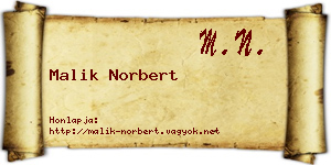 Malik Norbert névjegykártya